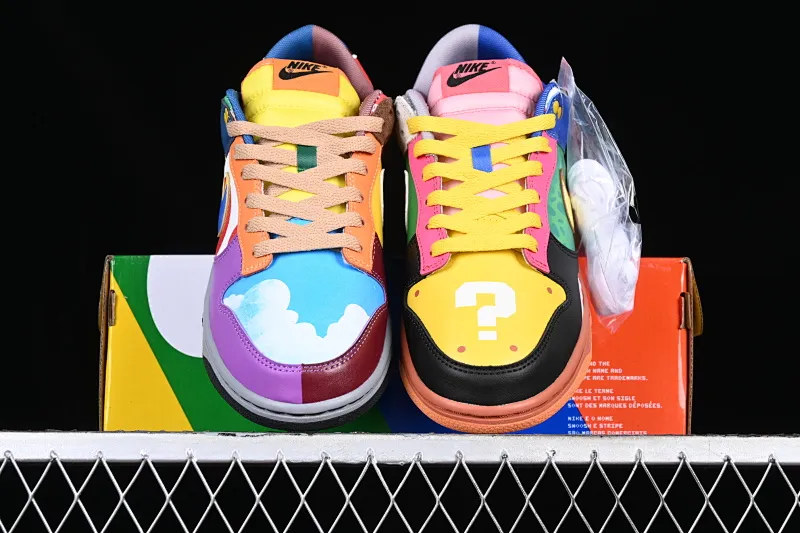 All categories Nk SB Dunk series Nk SB Dunk Low low-top sneakers Nk Dunk Low Mario customized rainbow color SB low-top sports and leisure sneakers DH0952-100
